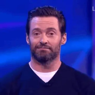 🎧 Hugh Jackman celebrity, actor, portrait, man, smile, beard whatsapp sticker