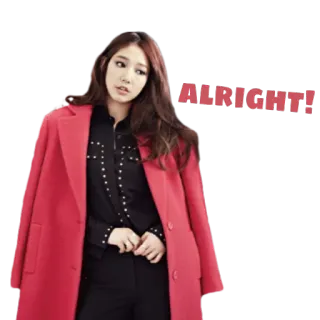 👍 ALRIGHT! mulher, casaco vermelho, moda, Park Shin Hye, ok telegram sticker