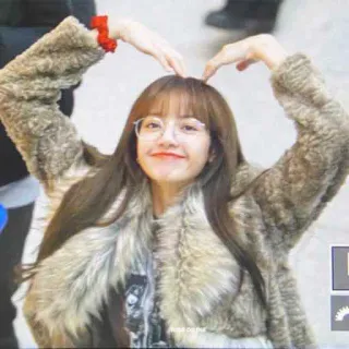 🥰 mulher, óculos, casaco de pele, moda, coração, coreana telegram sticker