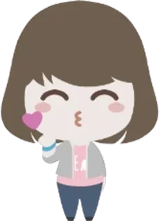 😽 menina, desenho animado, coração, beijo, fofo telegram sticker
