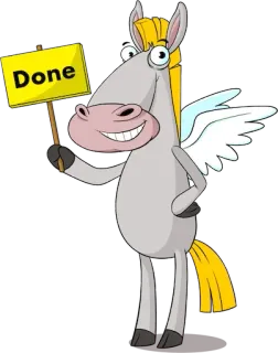 😌 Done лошадь, пегас, мультик, знак, сделано, животное, крылья telegram sticker