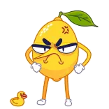 😤 lemon, cartoon, angry, fruit, sour, duck, yellow telegram sticker