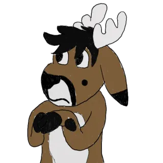 😟 Elch, Cartoon, Tier, Fell, Illustration telegram sticker