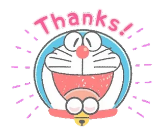 💬 Doraemon Thanks! hoạt hình, mèo, chuông, dễ thương, cảm ơn telegram sticker