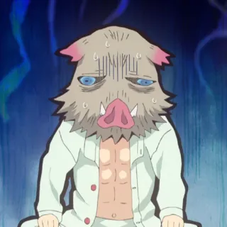 🏮 Inosuke Hashibira Demon Slayer Anime, Masque de cochon, Manga, Fatigué, Inosuke, Hashibira whatsapp sticker