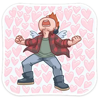🥰 Cartone animato, Persona, Ali, Personaggio, Illustrazione whatsapp sticker