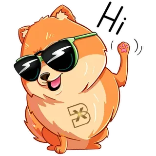 👋 Hi 狗, 卡通, 动物, 嗨, 问候, 可爱, 太阳镜, 友善 telegram sticker