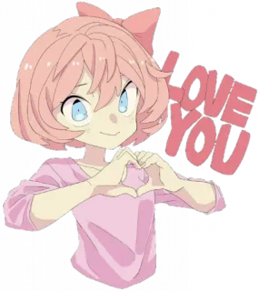 🧡 I LOVE YOU amor, coração, menina, anime, fofo telegram sticker