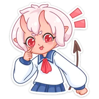🤨 Anime, Demone, Carino, Adesivo, Cartone animato, Diavolo, Kawaii whatsapp sticker