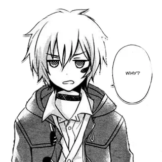 😑 WHY? Anime, Manga, Pregunta, Chico, Expresión telegram sticker