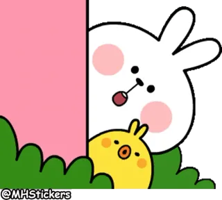😲 @MHStickers carino, coniglio, pulcino, sticker telegram sticker