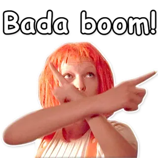 💥 Leeloo The Fifth Element Bada boom! leeloo, il quinto elemento, bada boom, film, personaggio, capelli arancioni telegram sticker