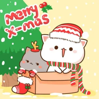 🎄 Merry X-mas Weihnachten, Feiertag, Katzen, süß, festlich, Winter telegram sticker