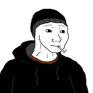 😐 wojak, doomer, cigarette, beanie, smoking, meme telegram sticker