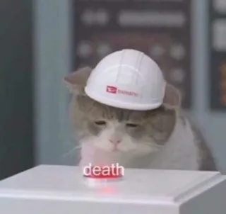 😢 death кот, кнопка, смерть, шлем, мем telegram sticker