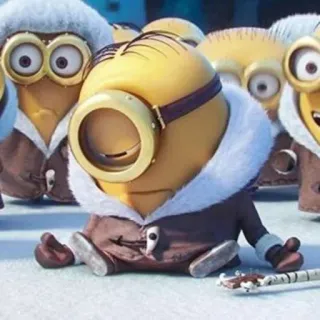 😔 Minion minion, despicable me, cartoon, winter, snow, funny telegram sticker