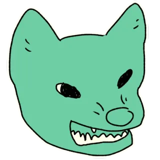 👿 tier, hund, aufkleber, cartoon, blaugrün, grinsen, zähne telegram sticker