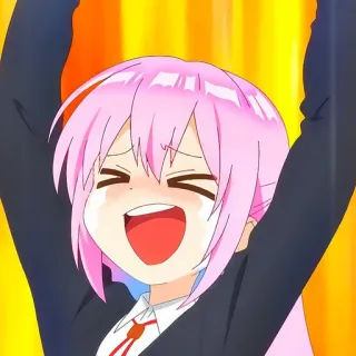🙂 Anime, Fille, Joyeux, Gai, Fête, Acclamation telegram sticker