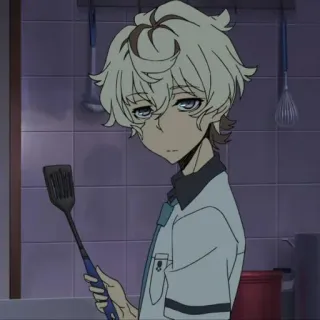 🖤 Animé, Garçon, Cuisine, Spatule, Personnage, Portrait telegram sticker