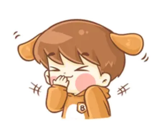 😁 Cartoon, Anime, Schattig, Jongen, Blij, Hondenoren, Kawaii telegram sticker
