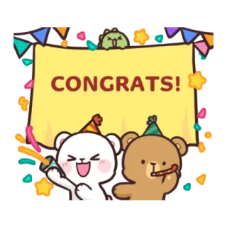 🥳 CONGRATS! parabéns, ursos, celebração, confete, adesivo, festa telegram sticker