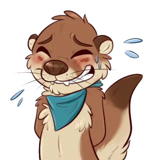 💦 Loutre, Dessin animé, Animal, Mammifère, Mignon, Joyeux, Sueur whatsapp sticker