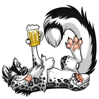 🥴 Gambá, Anthro, Cerveja, Desenho animado, Animal, Álcool, Furry telegram sticker