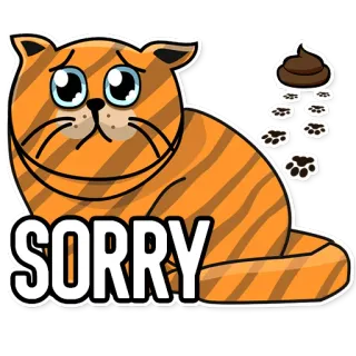 😥 SORRY cat, sorry, apology, cute, cartoon, animals telegram sticker