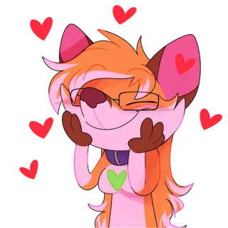 🥰 Мультфильм, Лиса, Сердечки, Милый, Животное, Каваий whatsapp sticker