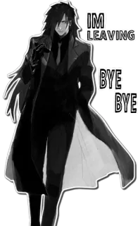 👋 IM LEAVING
BYE
BYE partida, tchau, homem, anime, esboço, desenho animado telegram sticker