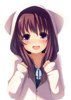 😊 anime, cartoon, cute, girl, hoodie, cat ears, kawaii telegram sticker