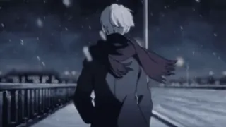 😁 anime, snow, night, winter, person, scarf whatsapp sticker