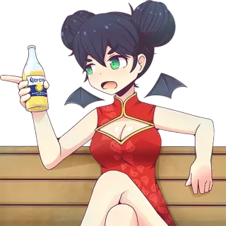 👈 Corona Estilo anime, Alcohol, Dibujo animado, Personaje, Chica telegram sticker