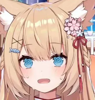 😨 Anime, Gatto, Ragazza, Carino, Vtuber, Confuso, Kawaii telegram sticker