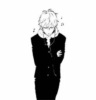 😶 anime, music, headphones, character, illustration, boy telegram sticker