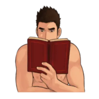 📖 reading, shirtless, man, book telegram sticker