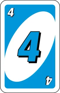 💙 UNO uno, card, game, blue, number, four whatsapp sticker
