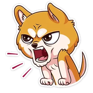 😡 cane, arrabbiato, Shiba Inu, cartone animato, adesivo, urlare whatsapp sticker