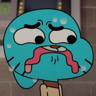 😰 Gumball Watterson The Amazing World of Gumball Kartun, Berkeringat, Stres, Kelelahan, Kucing telegram sticker
