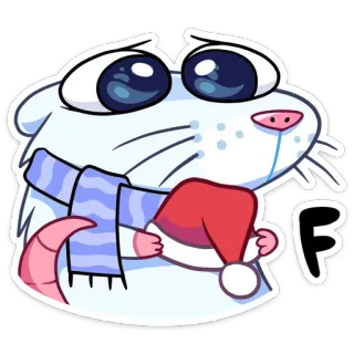 😞 F kartun, binatang, tikus, sedih, surat, syal, musim dingin, natal, lucu whatsapp sticker