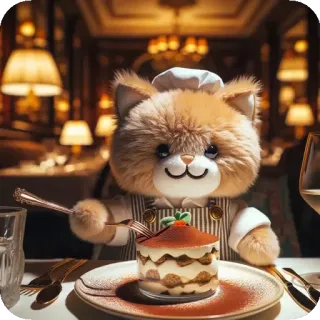 🤷‍♀️ кот, повар, тирамису, десерт, ресторан, милый, еда telegram sticker