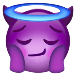 🥴 emoji, diable, ange, violet, auréole, mignon telegram sticker