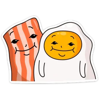 😐 bacon, telur, sarapan, makanan, kartun, stiker, imut telegram sticker