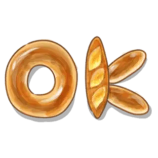 👌 OK ok, cibo, ciambella, pane, panetteria, lettering whatsapp sticker