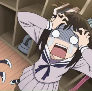 💈 Anime, Frustratie, Nood, Schooluniform, Ergernis whatsapp sticker