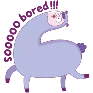 😩 soooo bored !!! aburrido, llama, dibujos animados, morado telegram sticker