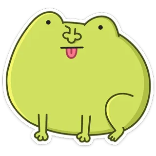 😋 katak, kartun, binatang, hijau, lidah, lucu, imut whatsapp sticker