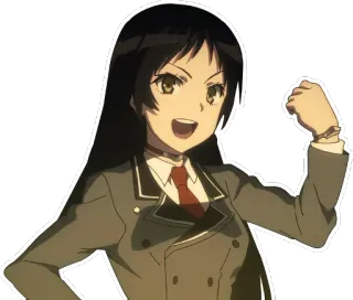 💪 anime, girl, uniform, cheerful, portrait whatsapp sticker