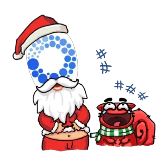 😋 natal, papai noel, esquilo, desenho animado, engraçado, feriado telegram sticker