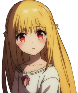 😲 Anime, Chica, pelo rubio, ojos rojos, linda, dibujos animados telegram sticker